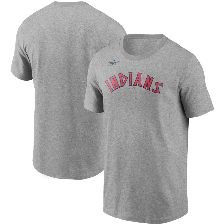 Cleveland Guardians Nike Cooperstown Collection Wordmark T-Shirt Heathered Gray