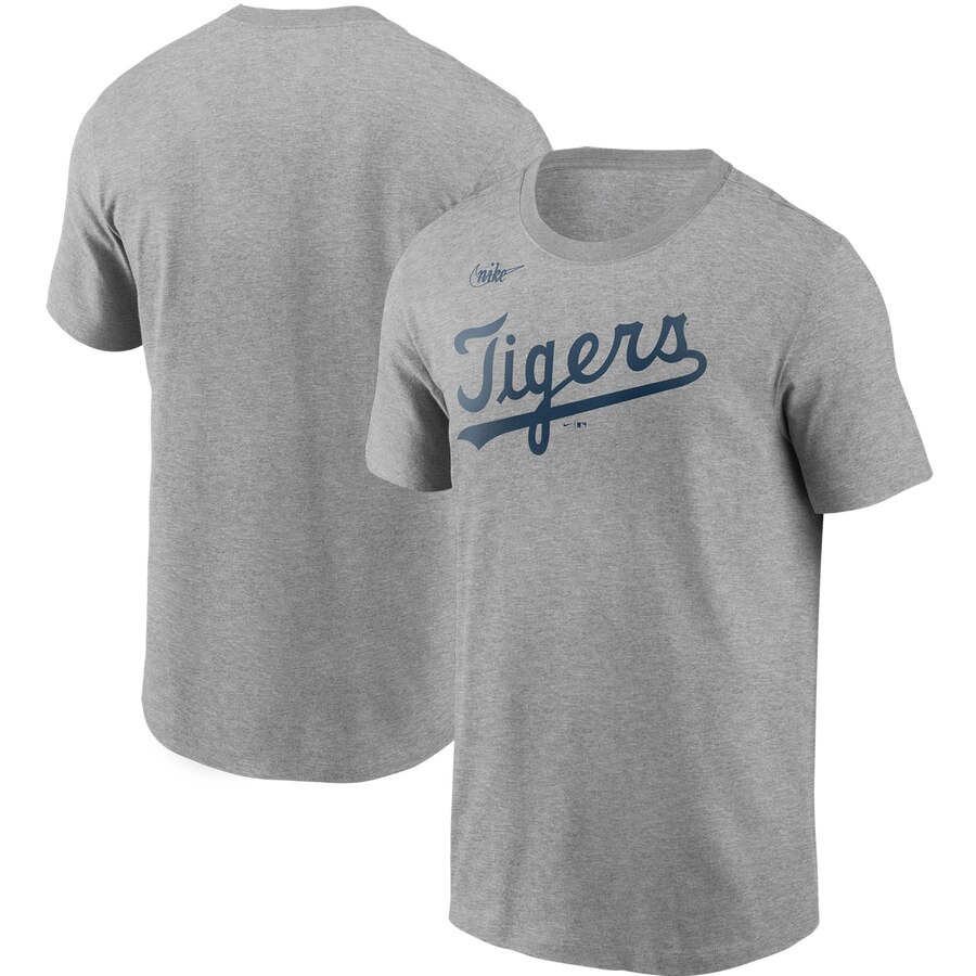 Detroit Tigers Nike Cooperstown Collection Wordmark T-Shirt Heathered Gray