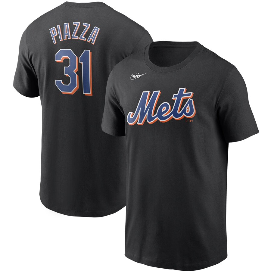 New York Mets #31 Mike Piazza Nike Cooperstown Collection Name & Number T-Shirt Black