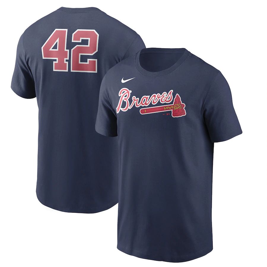 Atlanta Braves Nike Jackie Robinson Day Team 42 T-Shirt Navy