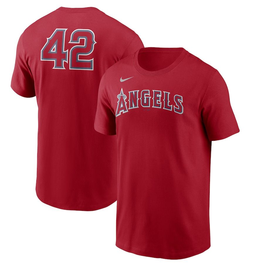 Los Angeles Angels Nike Jackie Robinson Day Team 42 T-Shirt Red