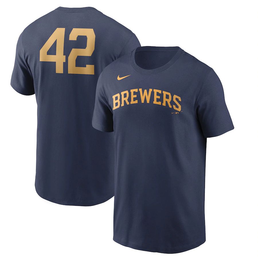 Milwaukee Brewers Nike Jackie Robinson Day Team 42 T-Shirt Navy