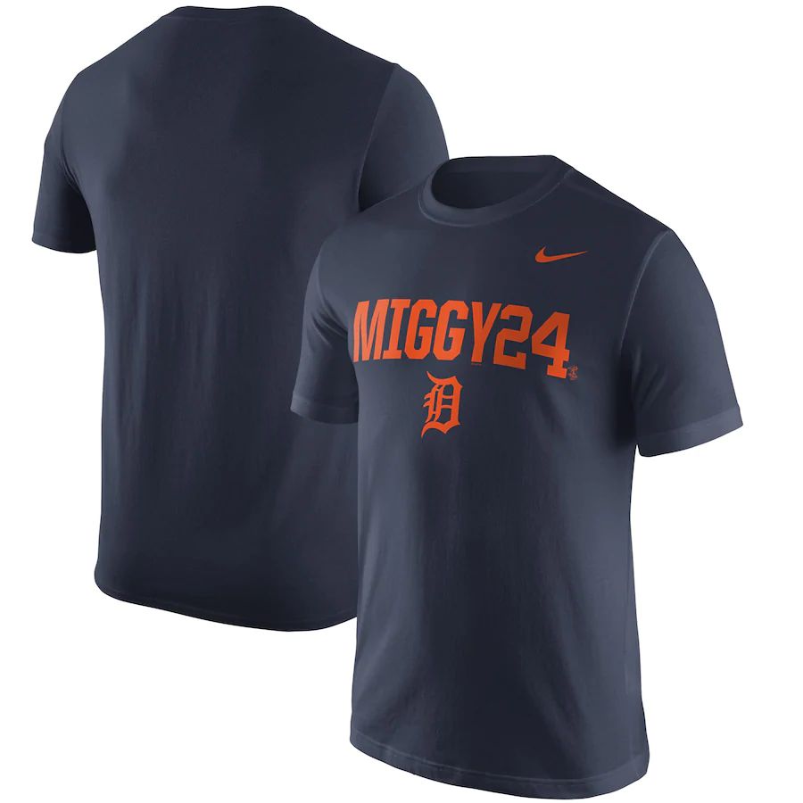 Detroit Tigers #24 Miguel Cabrera Nike Nickname Name & Number Performance T-Shirt Navy