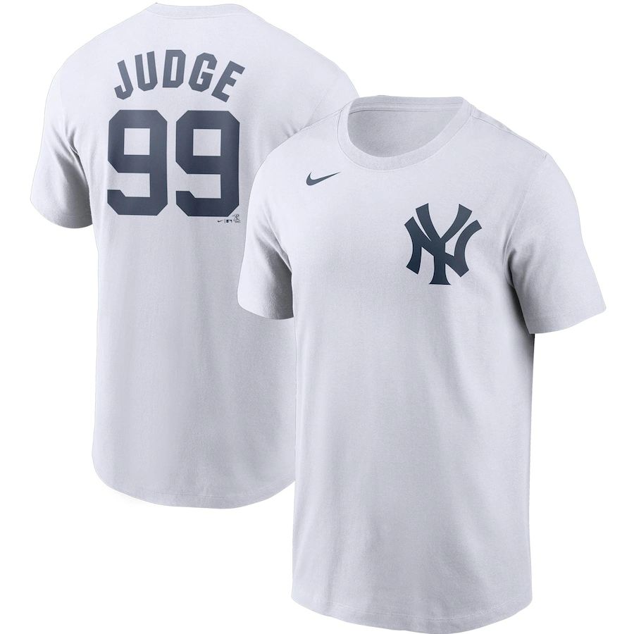 New York Yankees #99 Aaron Judge Nike Name & Number T-Shirt White