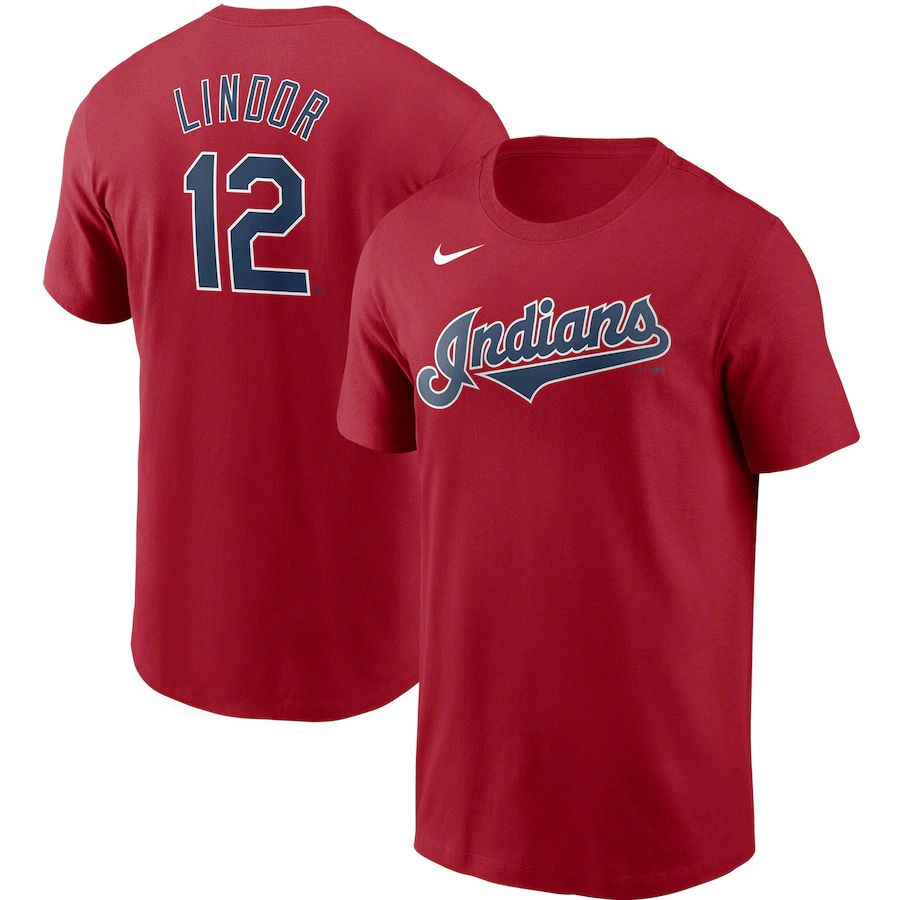 Cleveland Guardians #12 Francisco Lindor Nike Name & Number T-Shirt Red