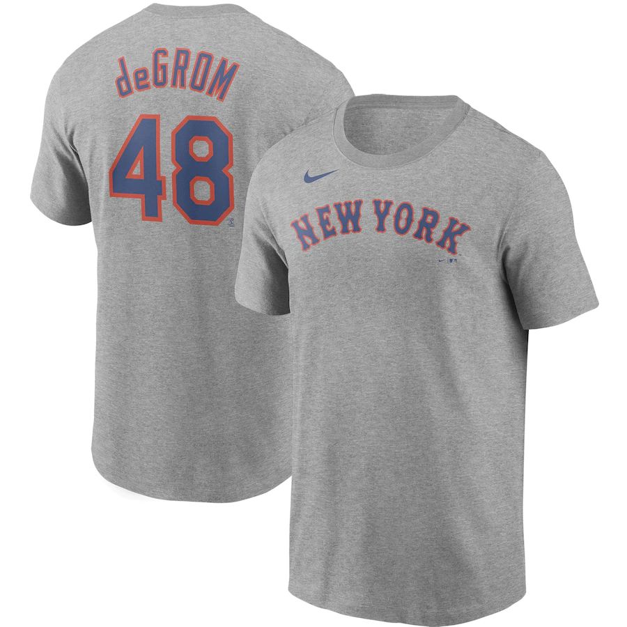 New York Mets #48 Jacob deGrom Nike Name & Number T-Shirt Gray