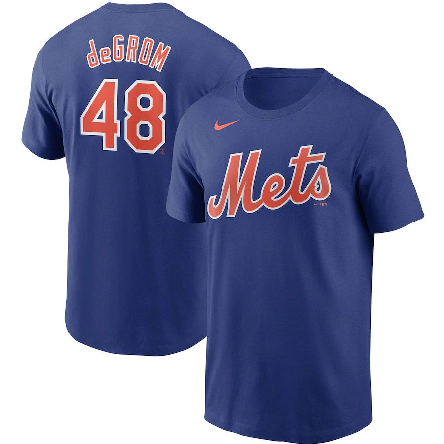 New York Mets #48 Jacob deGrom Nike Name & Number T-Shirt Royal