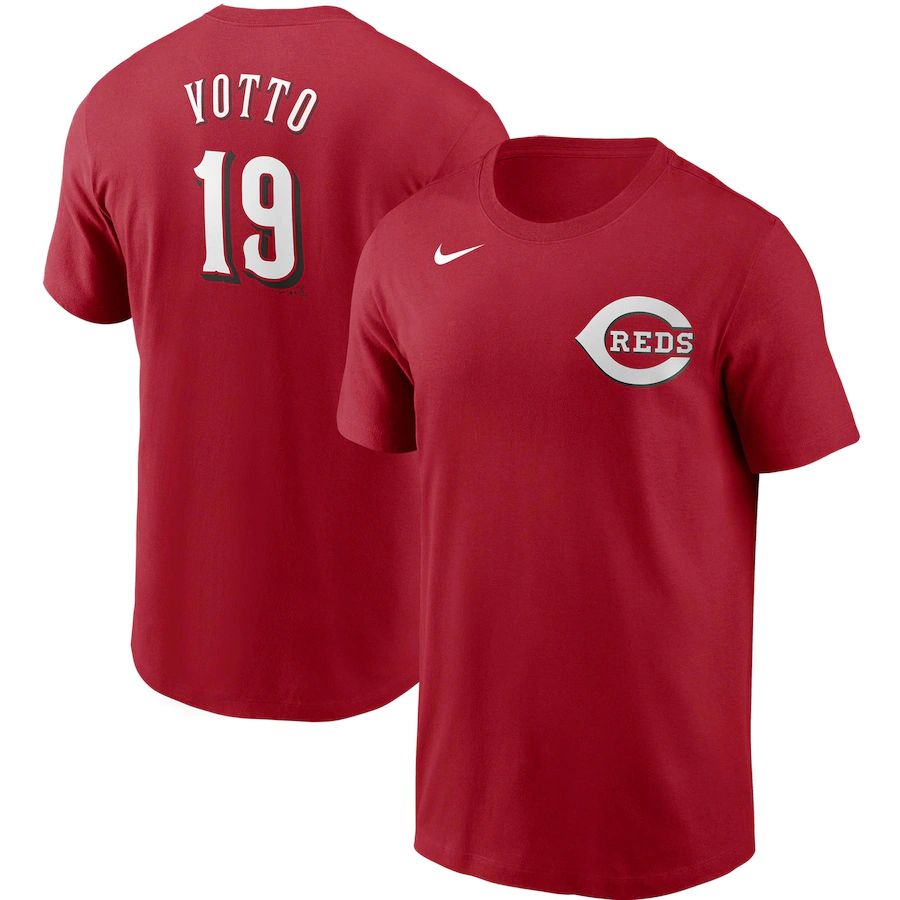 Cincinnati Reds #19 Joey Votto Nike Name & Number T-Shirt Red