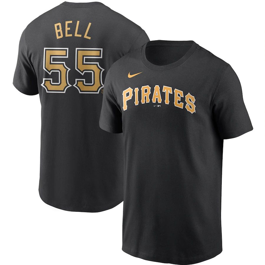 Pittsburgh Pirates #55 Josh Bell Nike Name & Number T-Shirt Black