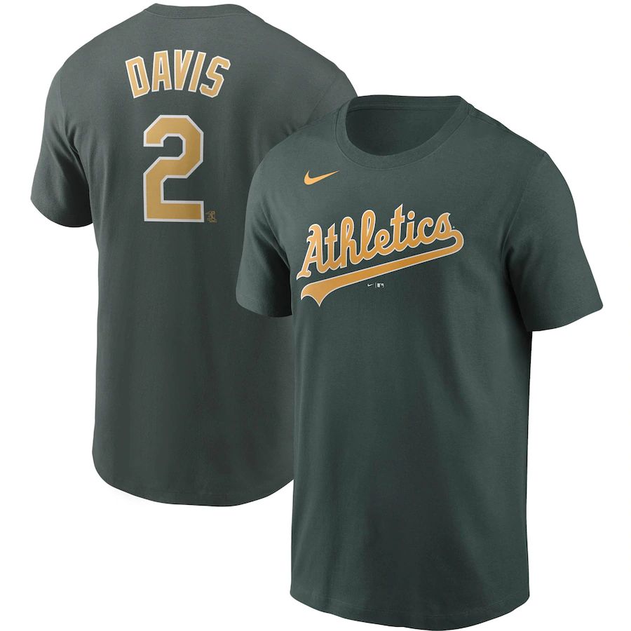 Oakland Athletics #2 Khris Davis Nike Name & Number Team T-Shirt Green