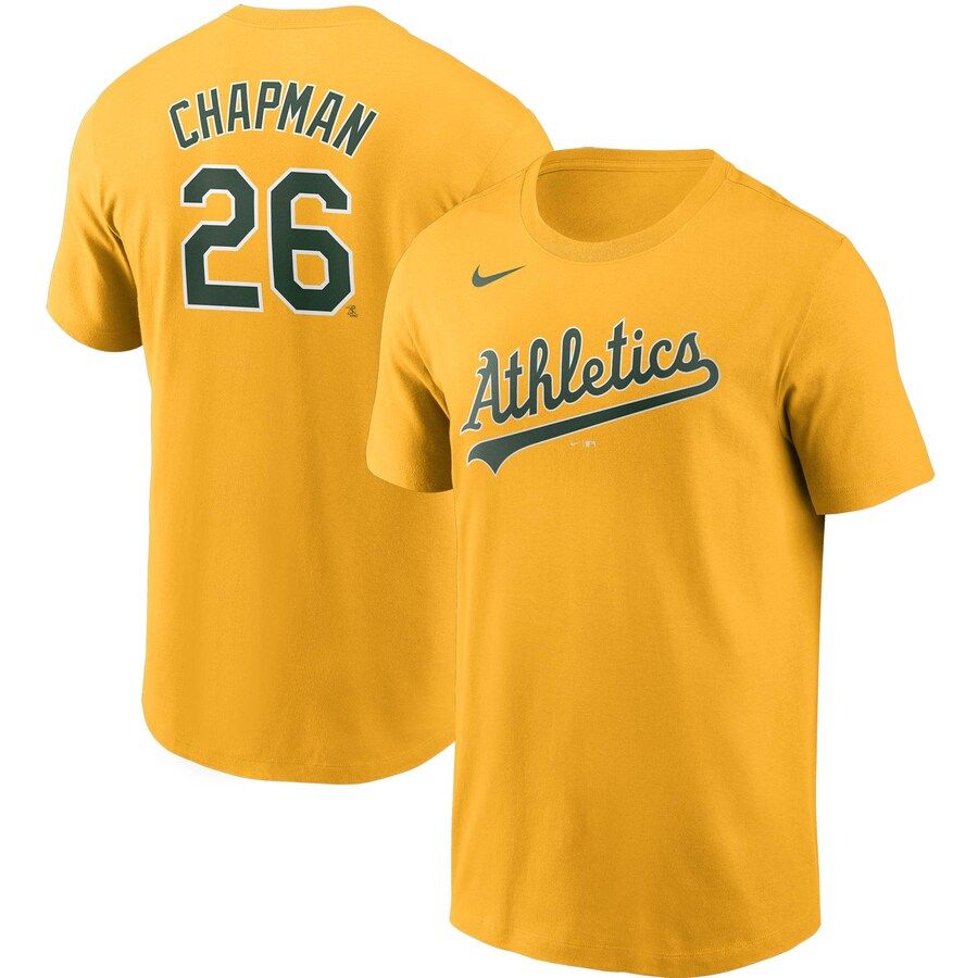 Oakland Athletics #26 Matt Chapman Nike Name & Number T-Shirt Gold