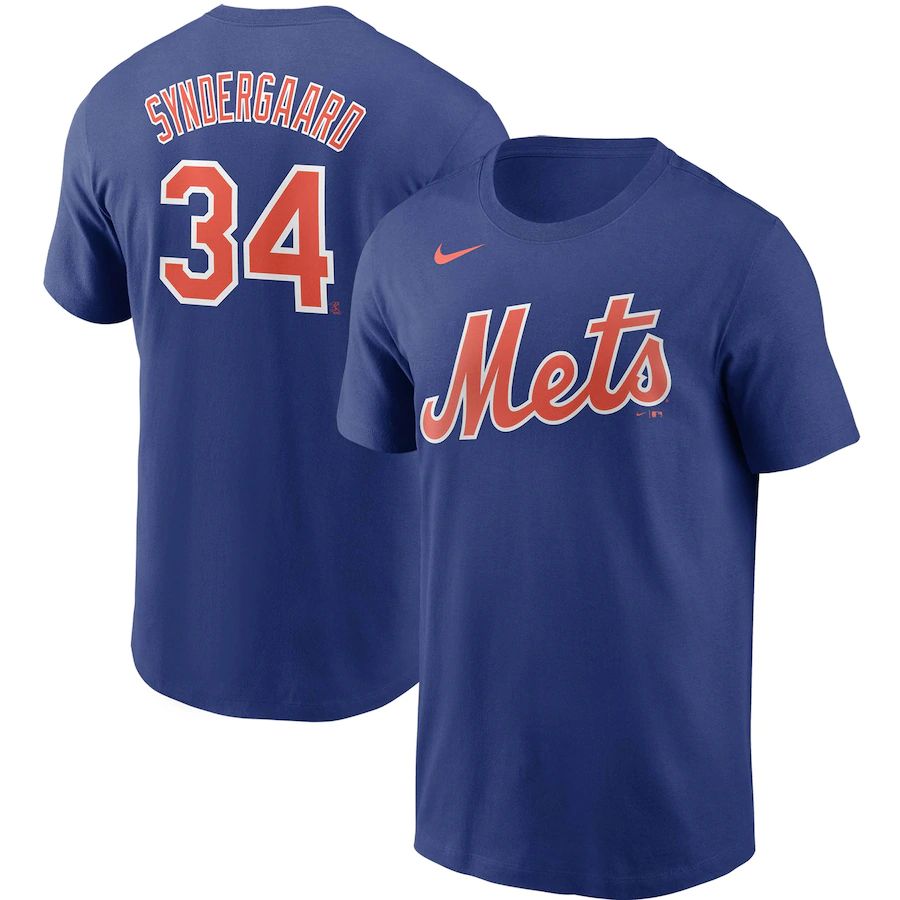 New York Mets #34 Noah Syndergaard Nike Name & Number T-Shirt Royal