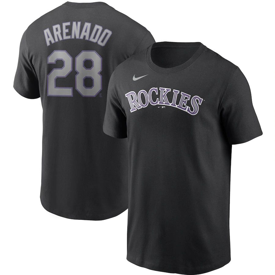 Colorado Rockies #28 Nolan Arenado Nike Name & Number T-Shirt Black