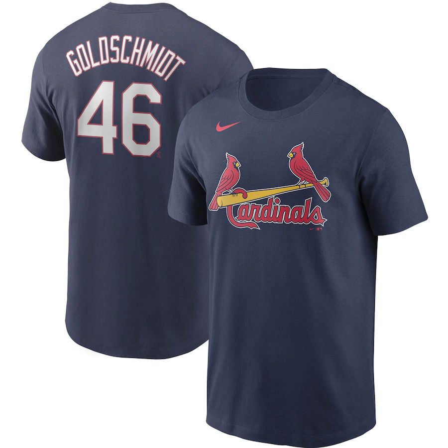 St. Louis Cardinals #46 Paul Goldschmidt Nike Name & Number T-Shirt Navy