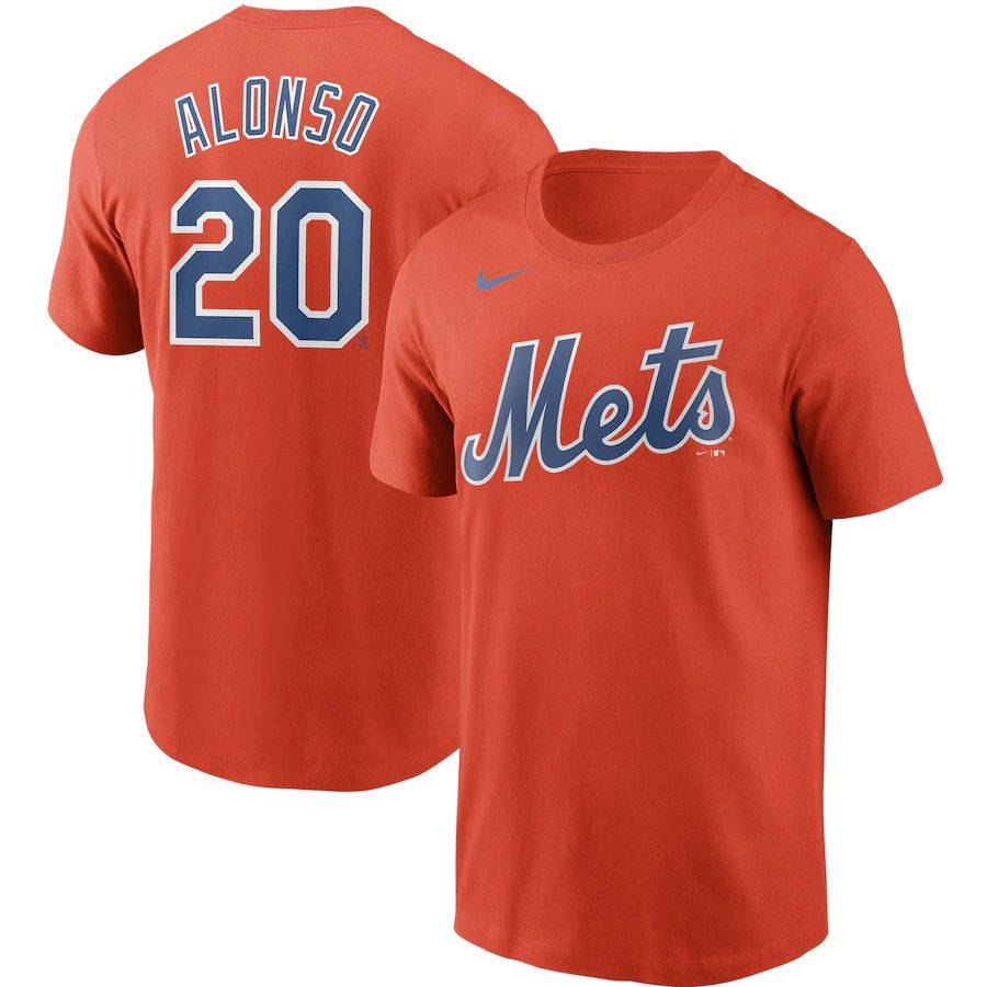 New York Mets #20 Pete Alonso Nike Name & Number T-Shirt Orange