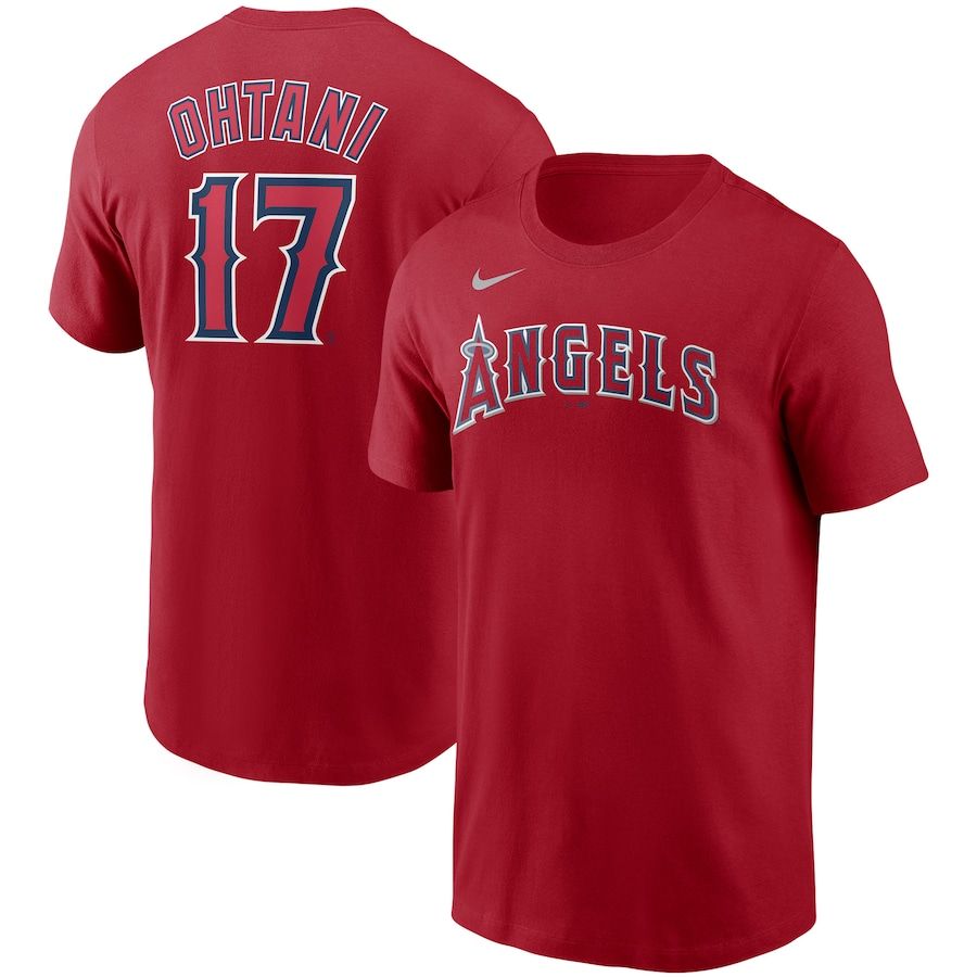 Los Angeles Angels #17 Shohei Ohtani Nike Name & Number T-Shirt Red