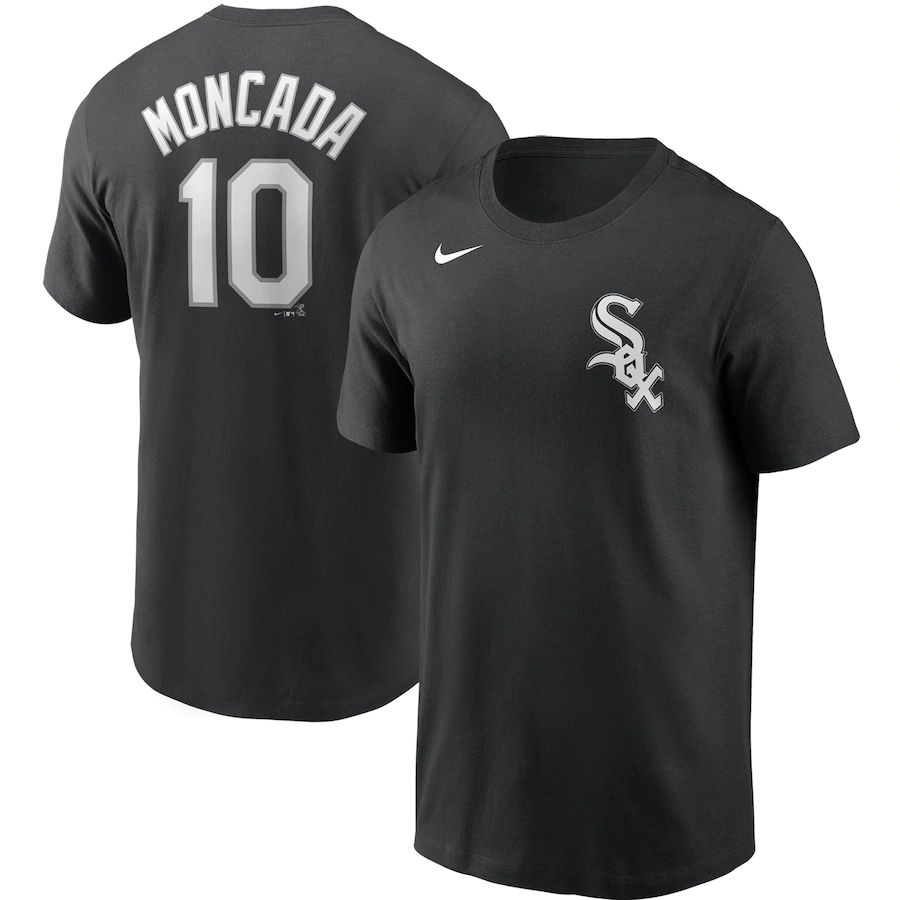 Chicago White Sox #10 Yoan Moncada Nike Name & Number T-Shirt Black