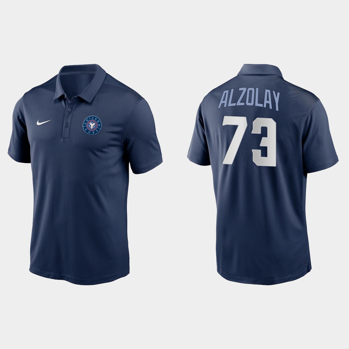 Chicago Cubs #73 Adbert Alzolay Men's Nike 2021 City Connect Polo - Navy