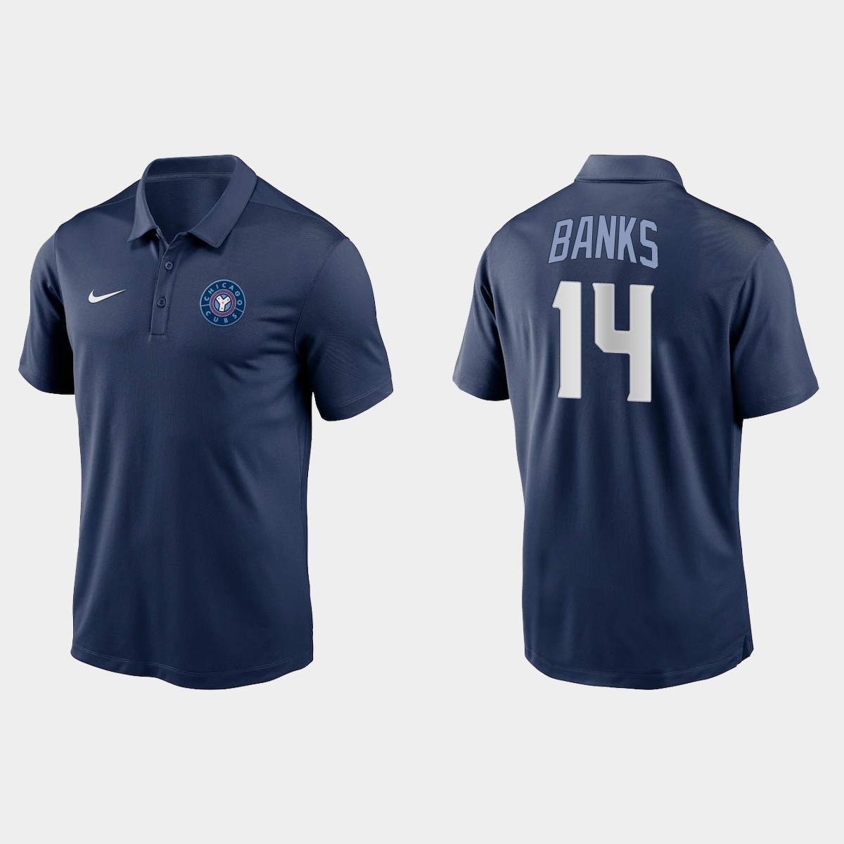 Chicago Cubs #14 Ernie Banks Men's Nike 2021 City Connect Polo - Navy