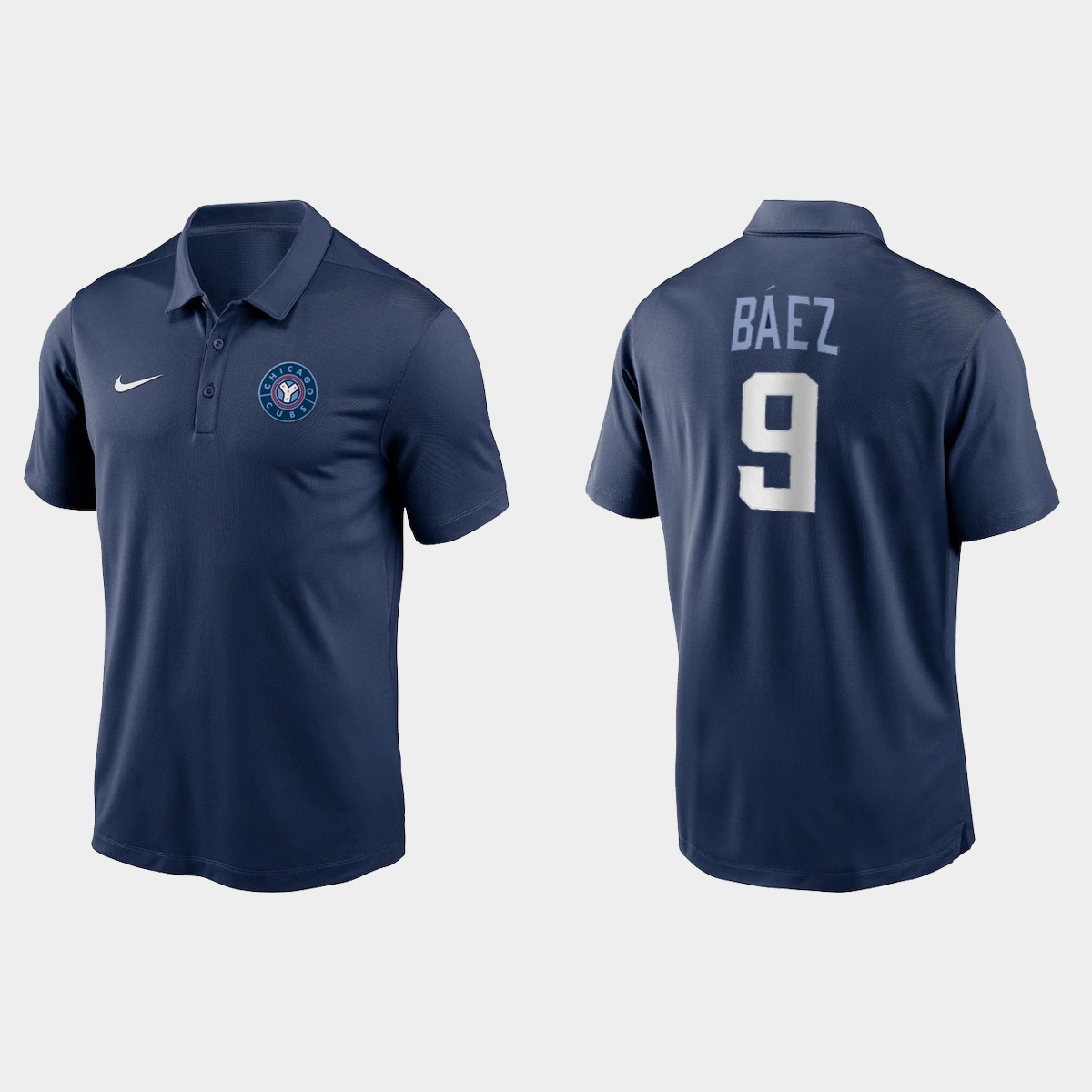 Chicago Cubs #9 Javier Baez Men's Nike 2021 City Connect Polo - Navy