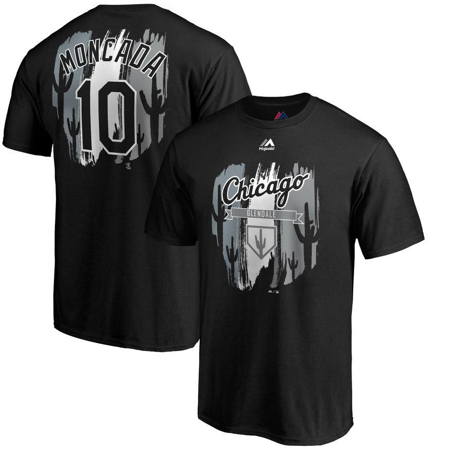 Chicago White Sox #10 Yoan Moncada Majestic 2019 Spring Training Big & Tall Name & Number T-Shirt Black