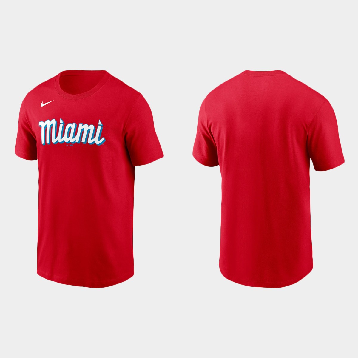 Miami Marlins Men's Nike 2021 City Connect Wordmark T-Shirt Red