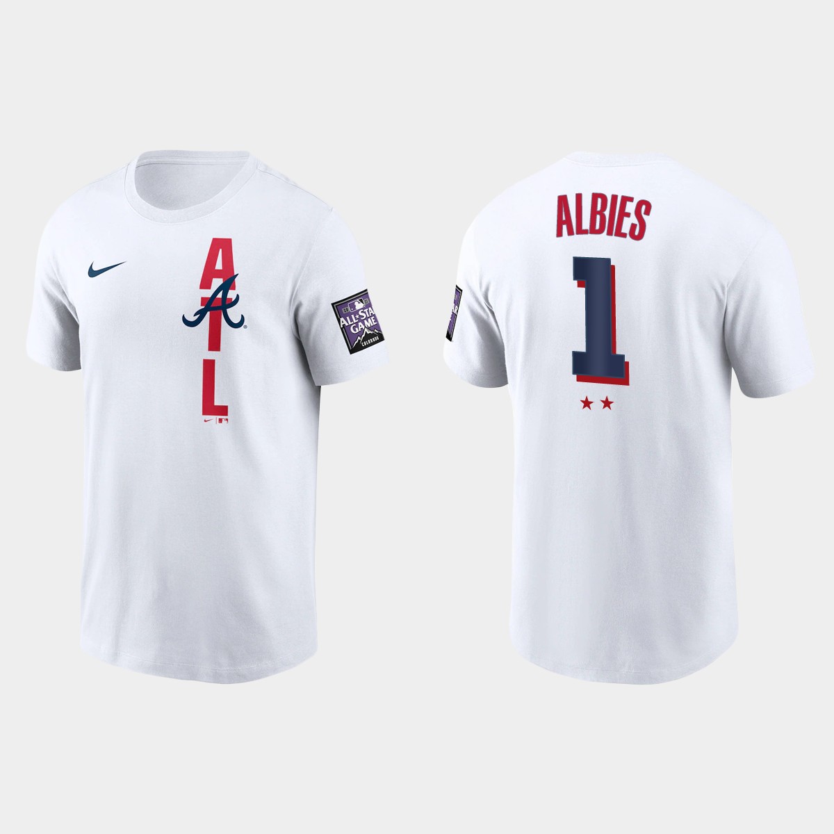 Atlanta Braves #1 Ozzie Albies Men's 2021 Mlb All Star Game Wordmark White T-Shirt