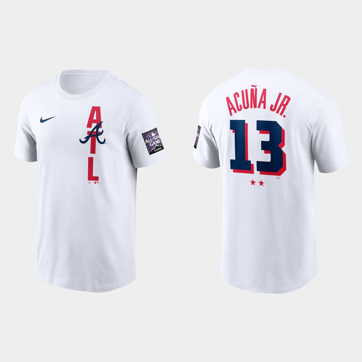 Atlanta Braves #13 Ronald Acuna Jr. Men's 2021 Mlb All Star Game Wordmark White T-Shirt