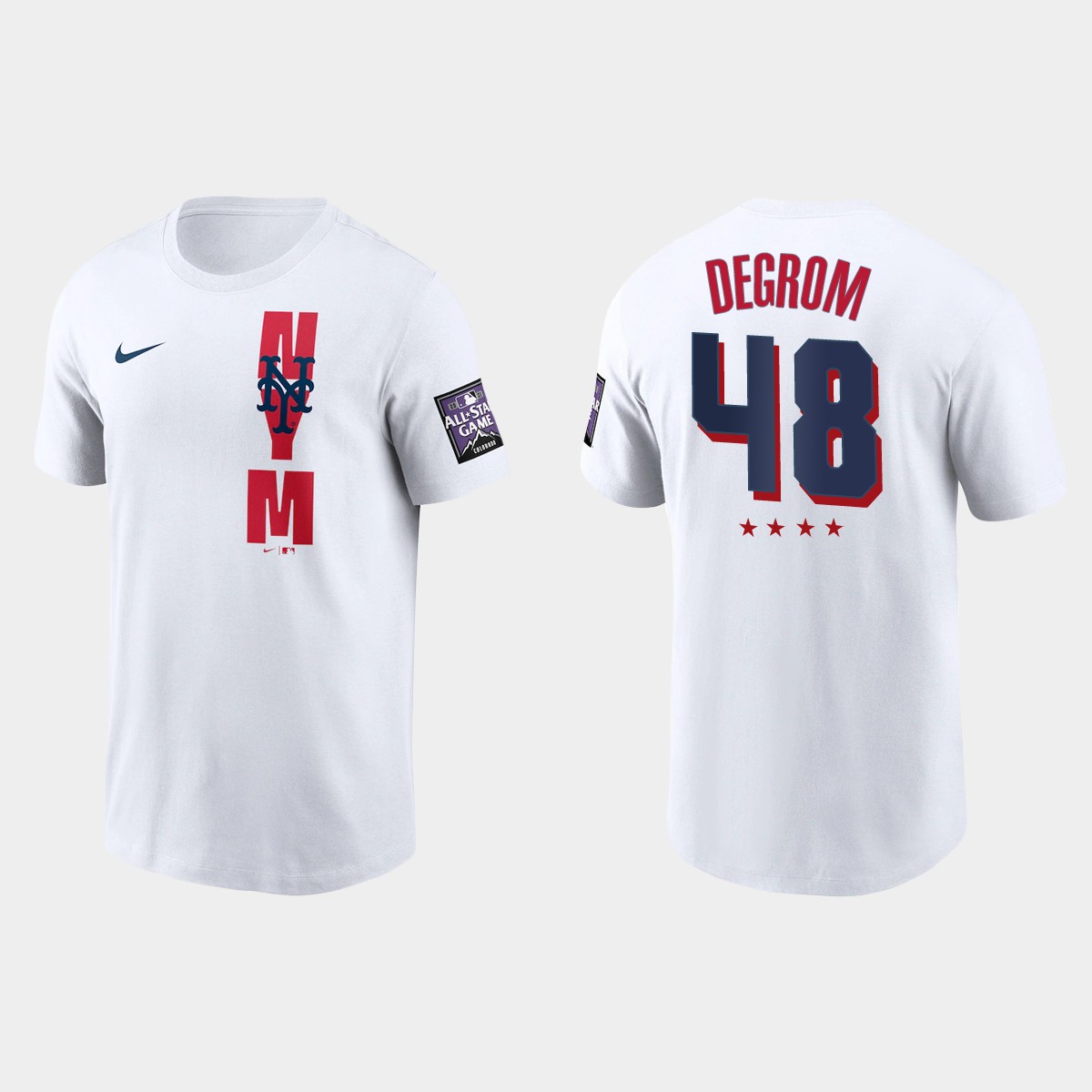 New York Mets #48 Jacob deGrom Men's 2021 Mlb All Star Game Wordmark White T-Shirt