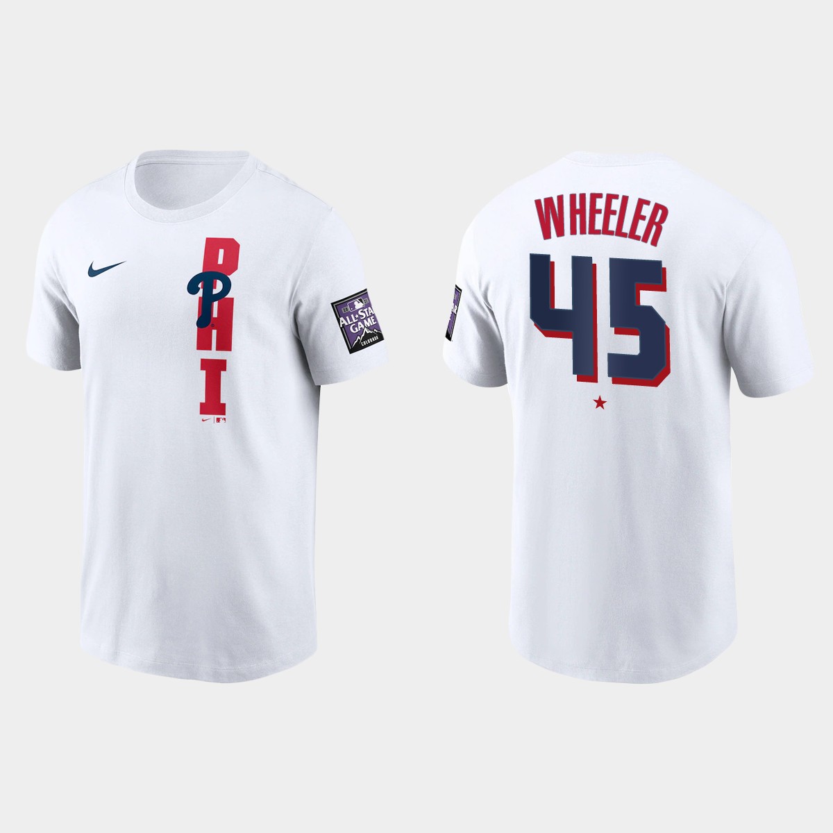 Philadelphia Phillies #45 Zack Wheeler Men's 2021 Mlb All Star Game Wordmark White T-Shirt