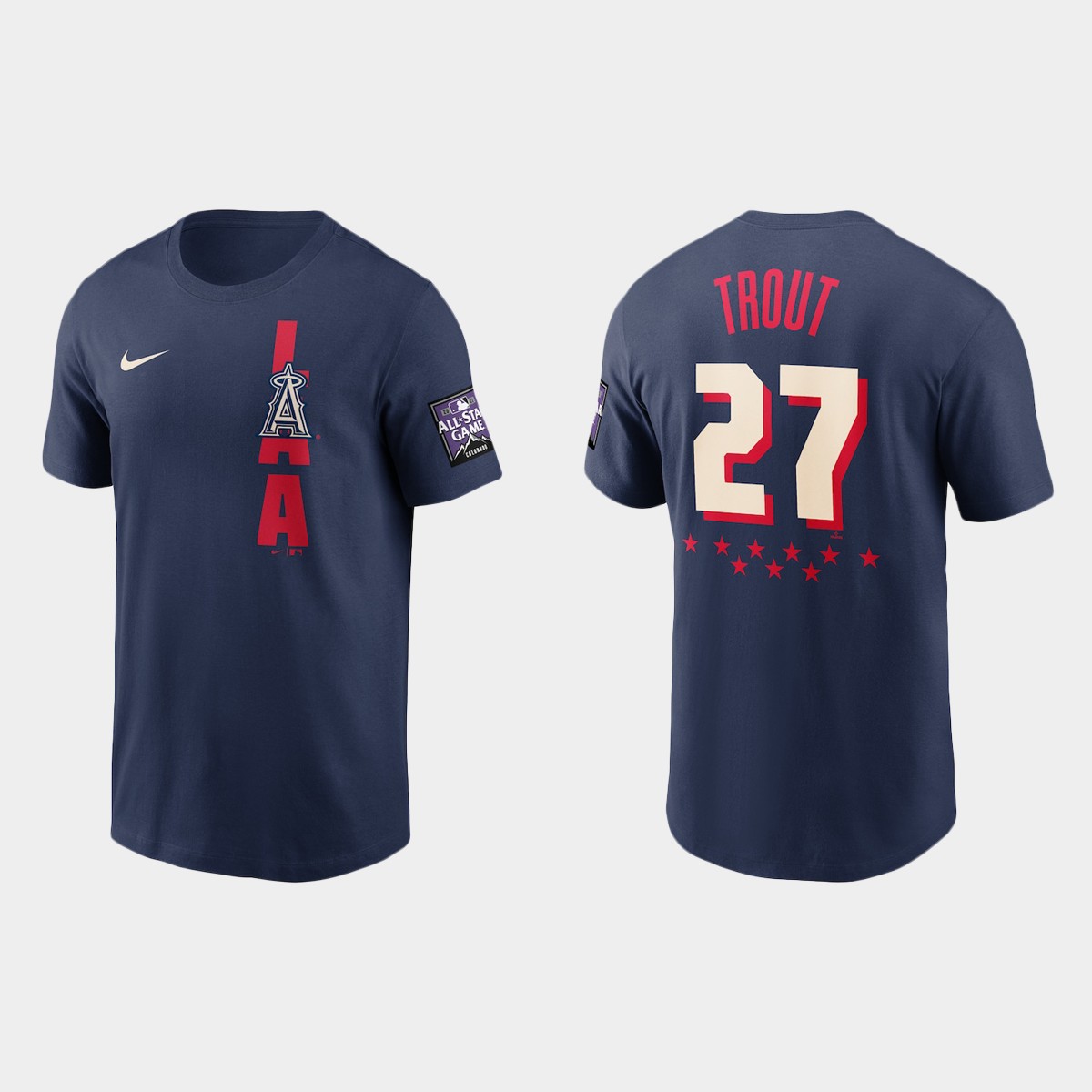 Los Angeles Angels #27 Mike Trout Men's 2021 Mlb All Star Game Navy T-Shirt