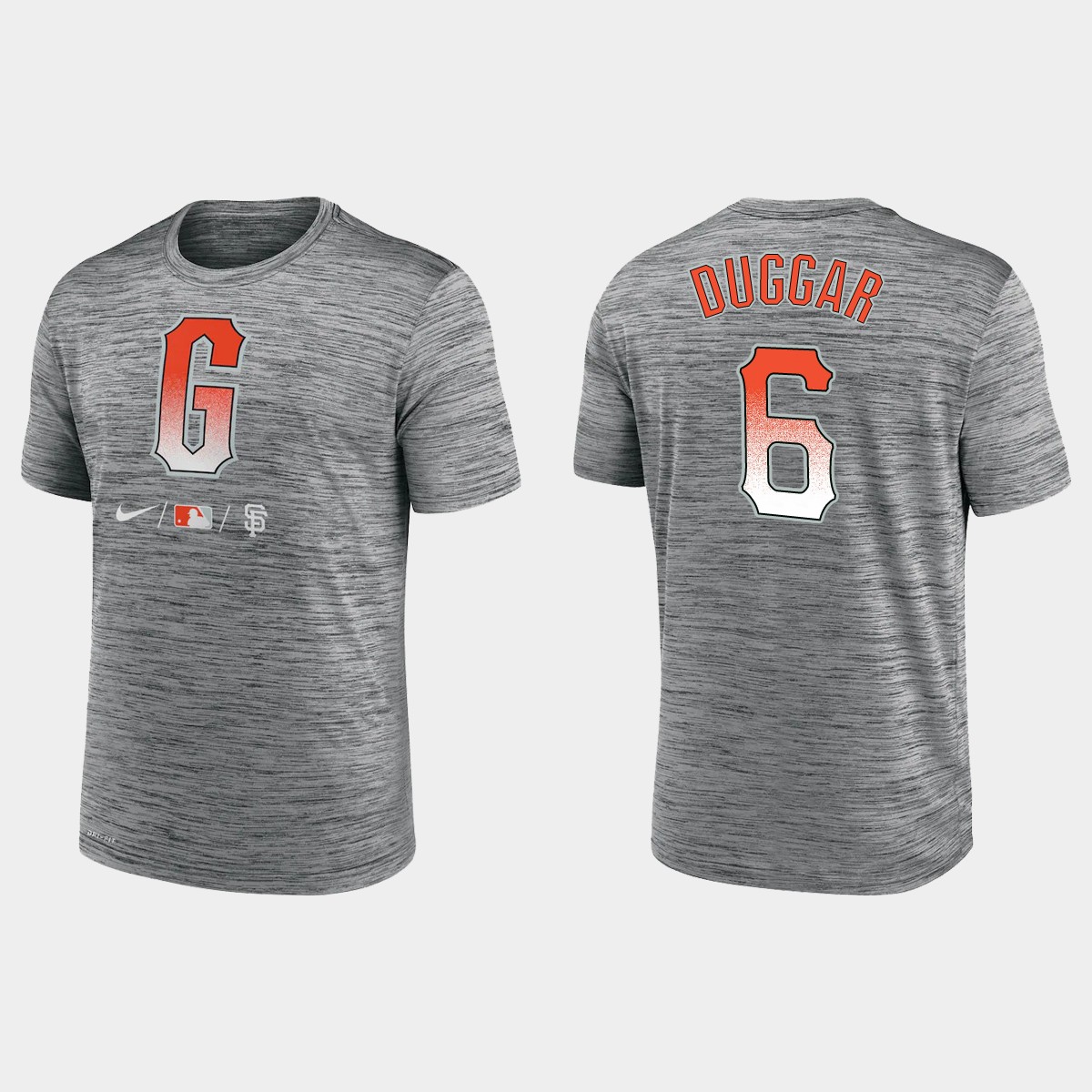 San Francisco Giants #6 Steven Duggar Men's 2021 City Connect Anthracite T-shirt