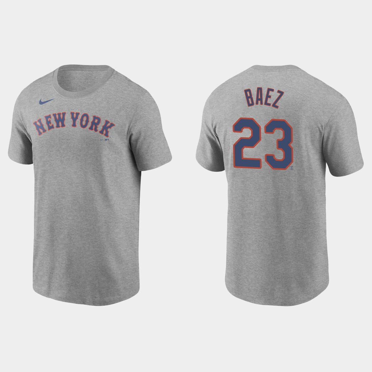 Nike Mets #23 Javier Baez Name & Number Gray T-Shirt