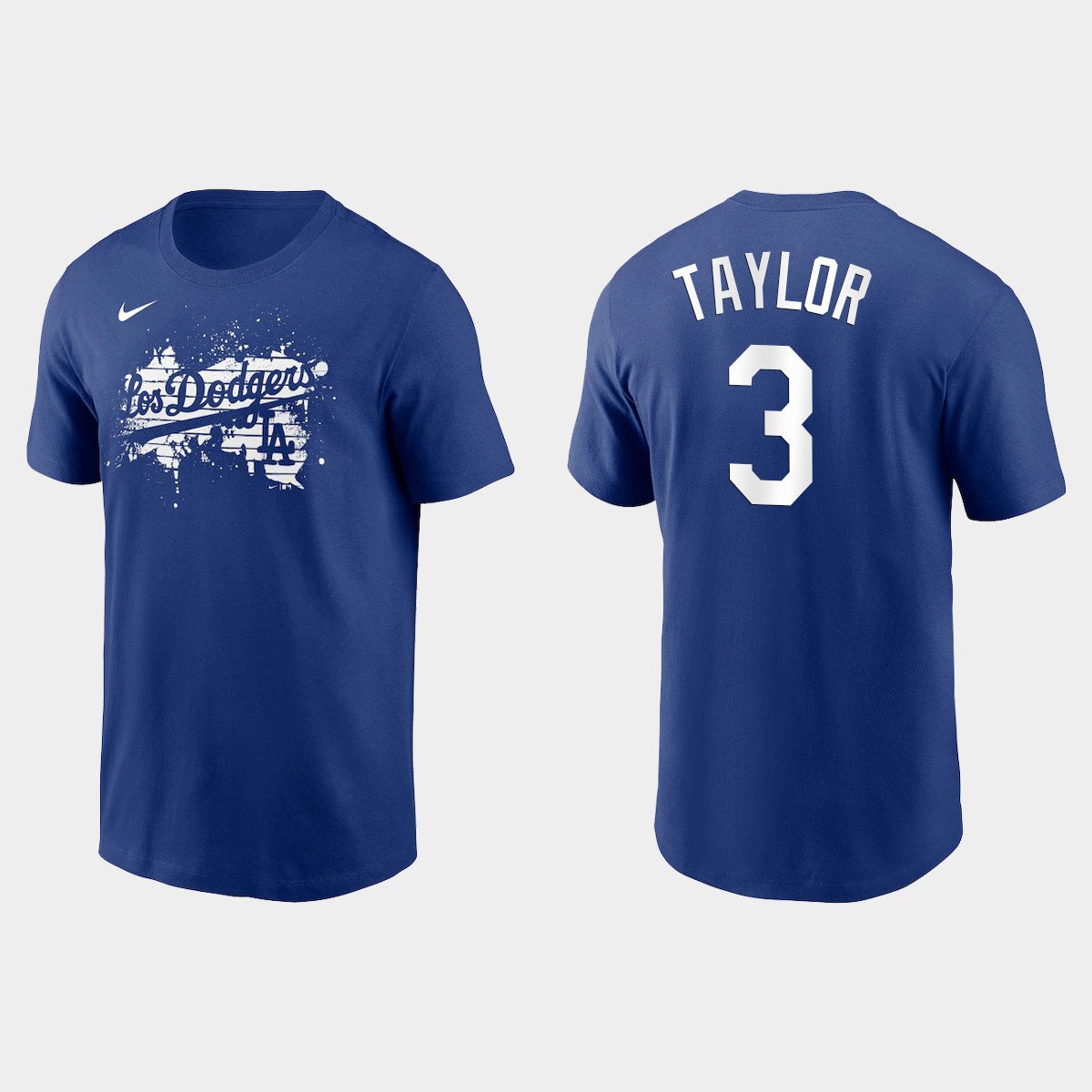 Los Angeles Dodgers #3 Chris Taylor Men's 2021 City Connect Graphic T-Shirt Royal