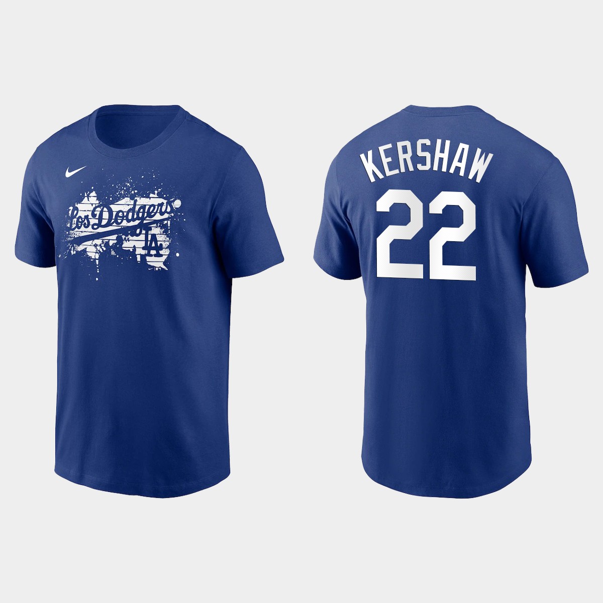 Los Angeles Dodgers #22 Clayton Kershaw Men's 2021 City Connect Graphic T-Shirt Royal