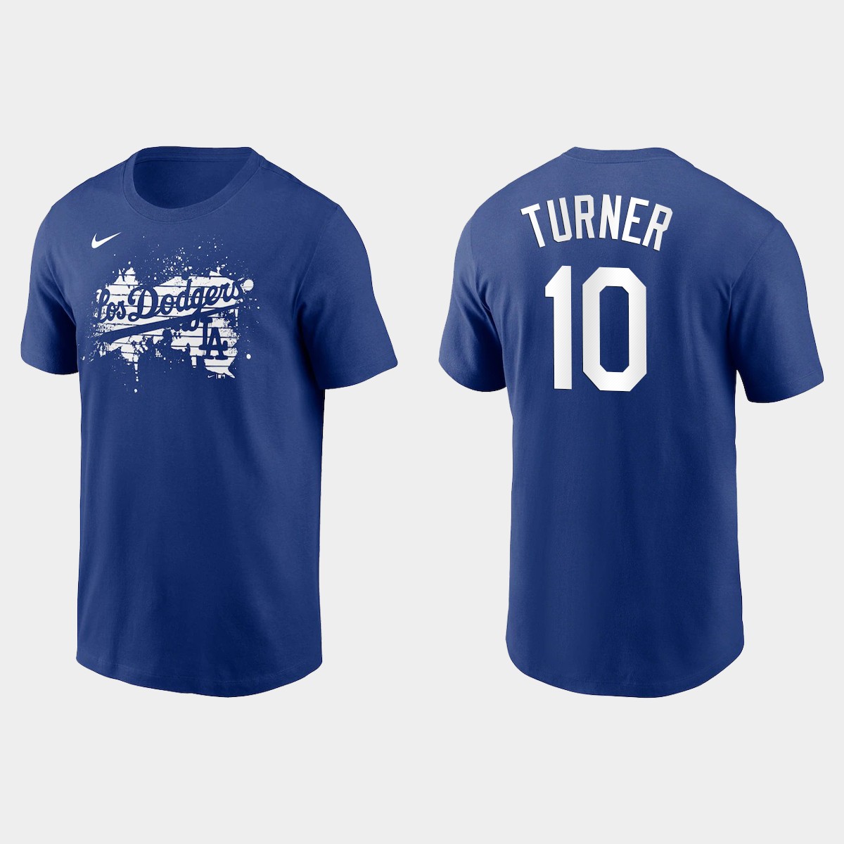 Los Angeles Dodgers #10 Justin Turner Men's 2021 City Connect Graphic T-Shirt Royal