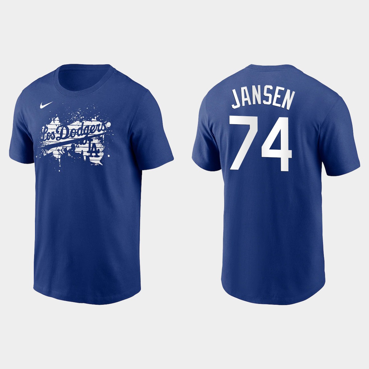 Los Angeles Dodgers #74 Kenley Jansen Men's 2021 City Connect Graphic T-Shirt Royal