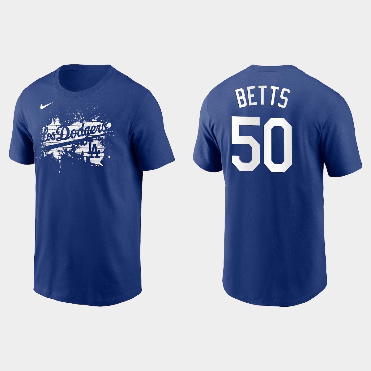 Los Angeles Dodgers #50 Mookie Betts Men's 2021 City Connect Graphic T-Shirt Royal