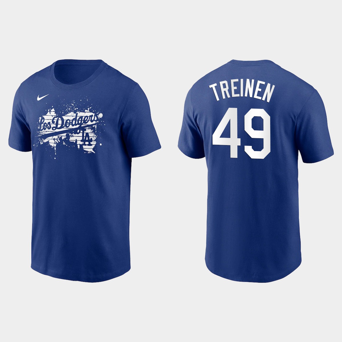 Los Angeles Dodgers #49 Blake Treinen Men's 2021 City Connect Graphic T-Shirt Royal