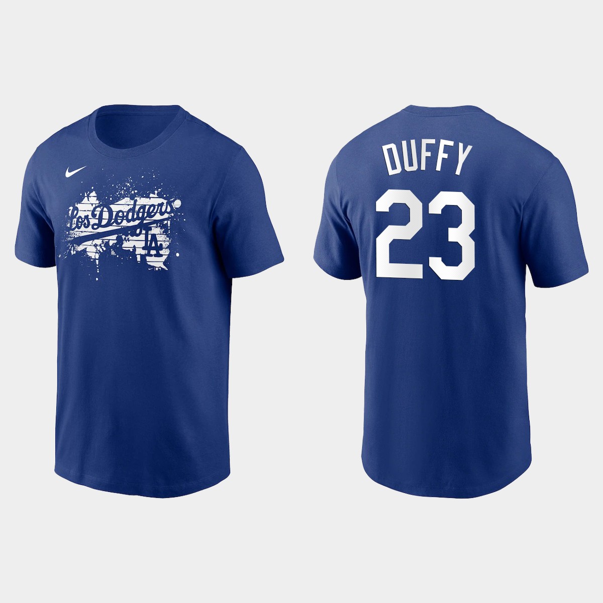 Los Angeles Dodgers #23 Danny Duffy Men's 2021 City Connect Graphic T-Shirt Royal