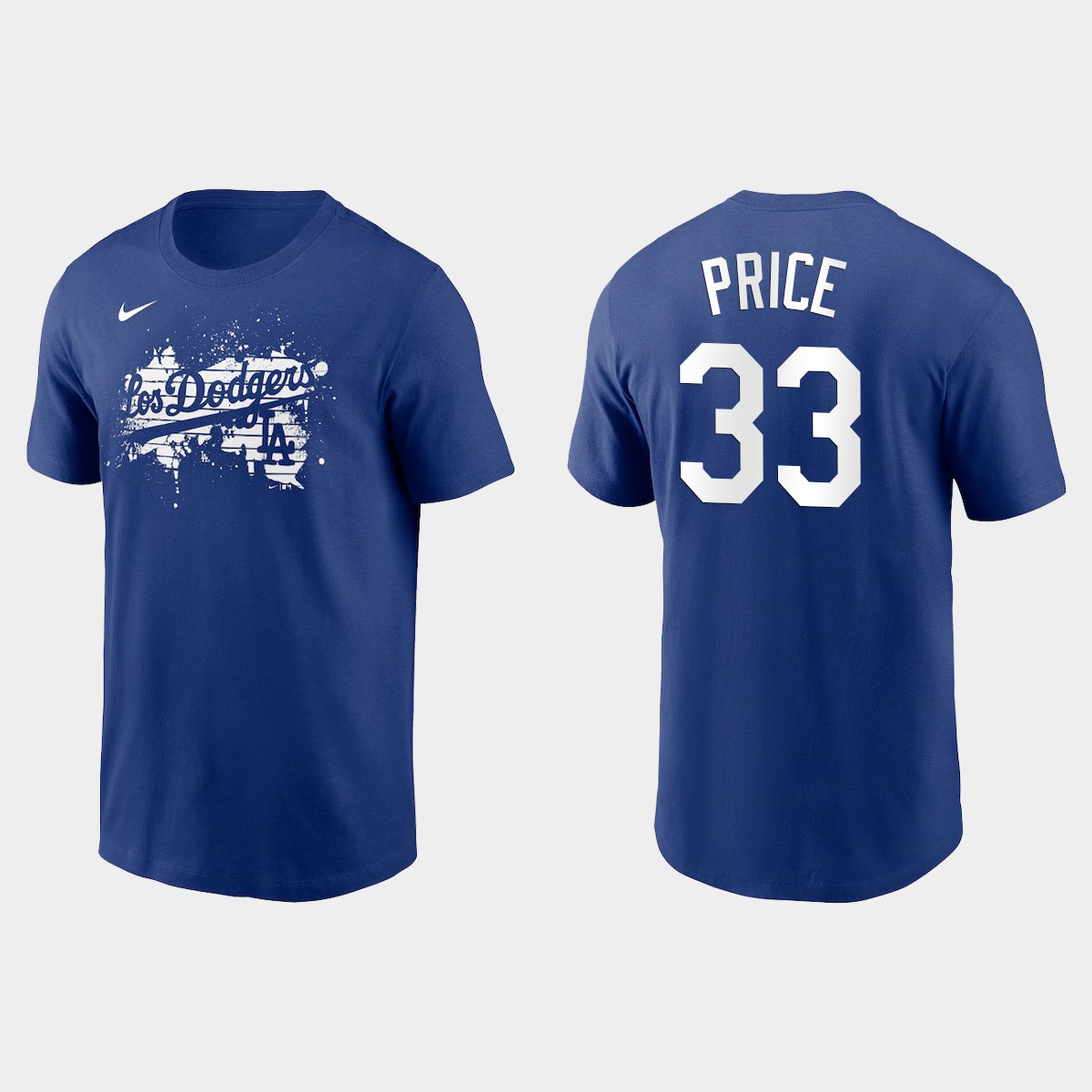 Los Angeles Dodgers #33 David Price Men's 2021 City Connect Graphic T-Shirt Royal