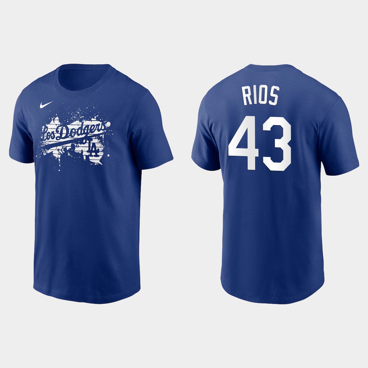 Los Angeles Dodgers #43 Edwin Rios Men's 2021 City Connect Graphic T-Shirt Royal