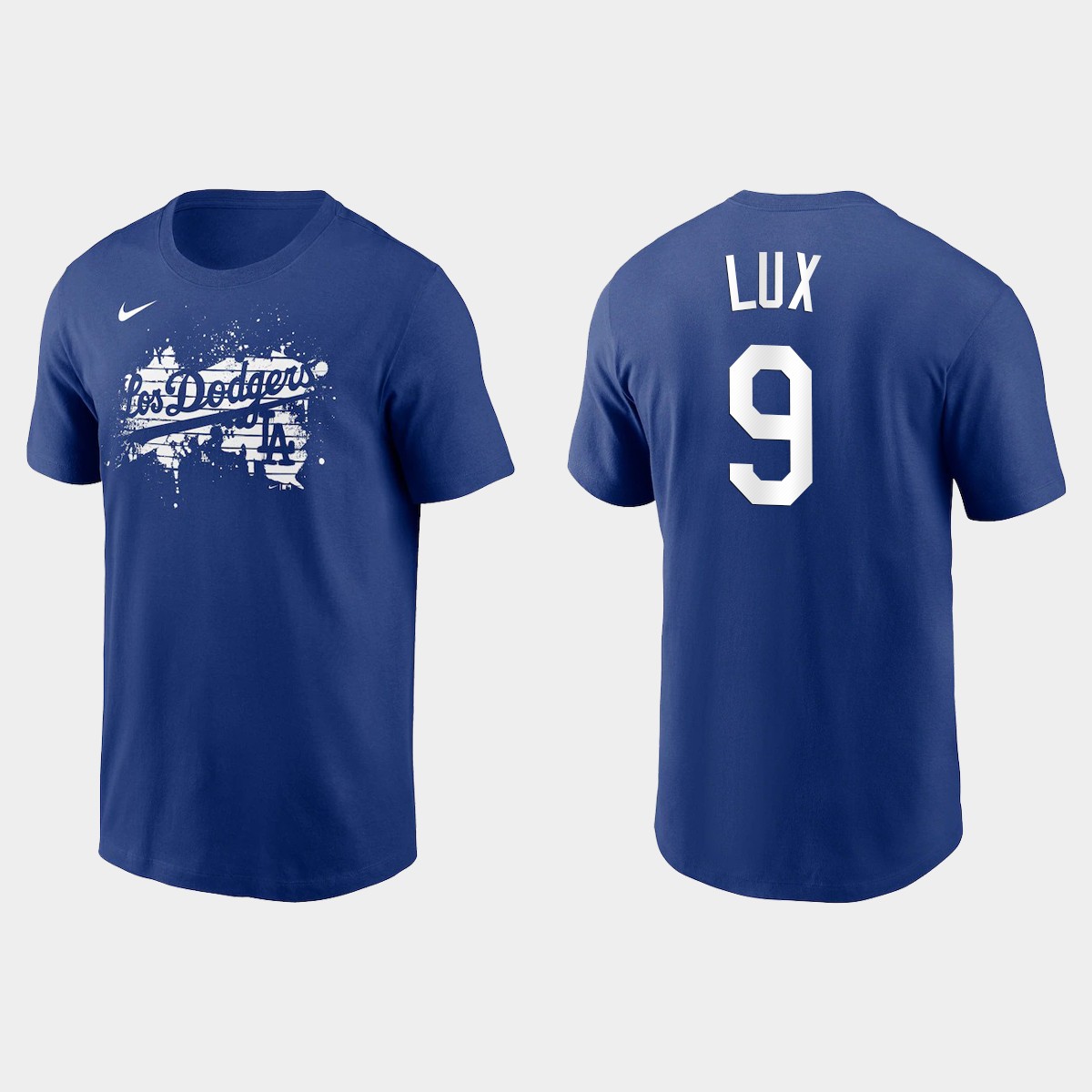 Los Angeles Dodgers #9 Gavin Lux Men's 2021 City Connect Graphic T-Shirt Royal