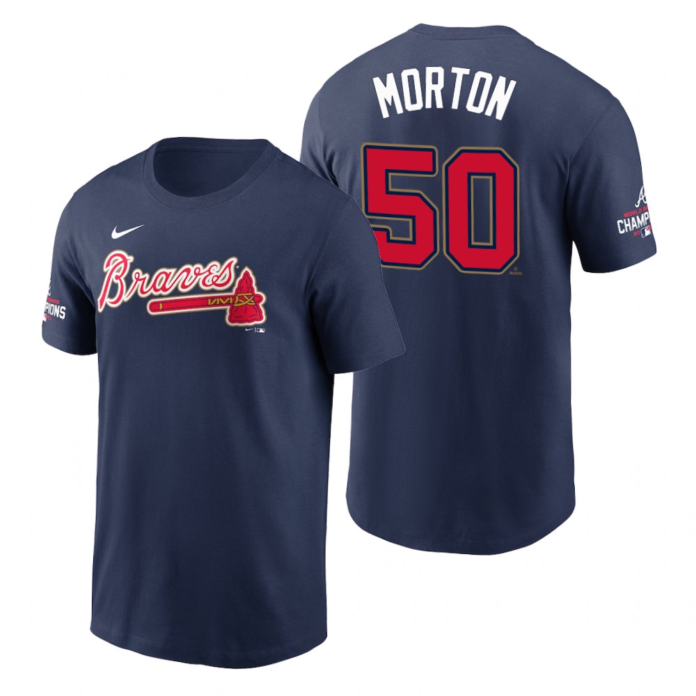 Atlanta Braves #50 Charlie Morton Navy Nike 2022 Gold Progra T-Shirt