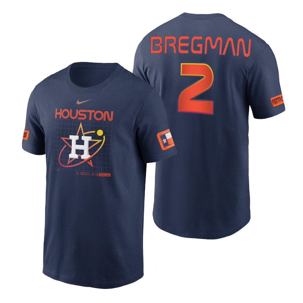 Houston Astros #2 Alex Bregman Navy Nike Velocity 2022 City Connect T-Shirt