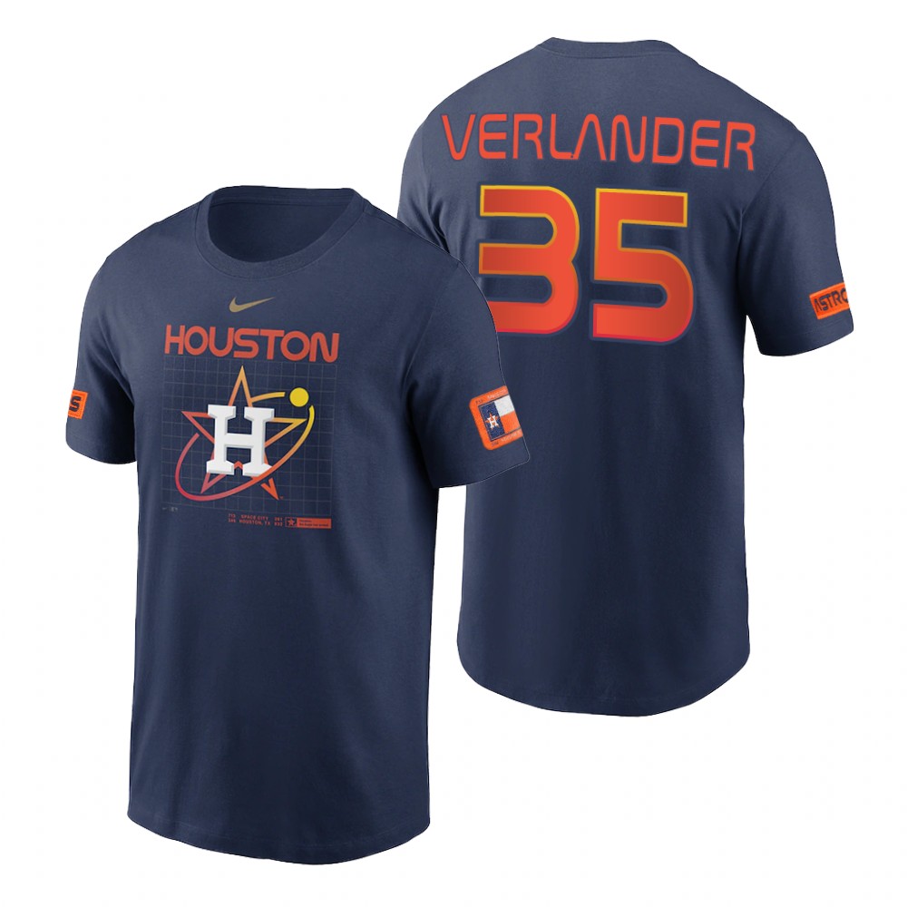 Houston Astros #35 Justin Verlander Navy Nike Velocity 2022 City Connect T-Shirt