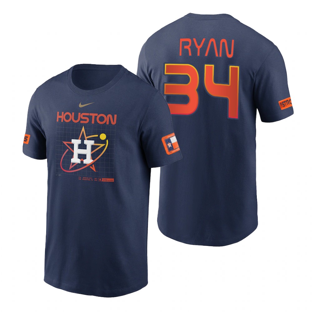 Houston Astros #34 Nolan Ryan Navy Nike Velocity 2022 City Connect T-Shirt