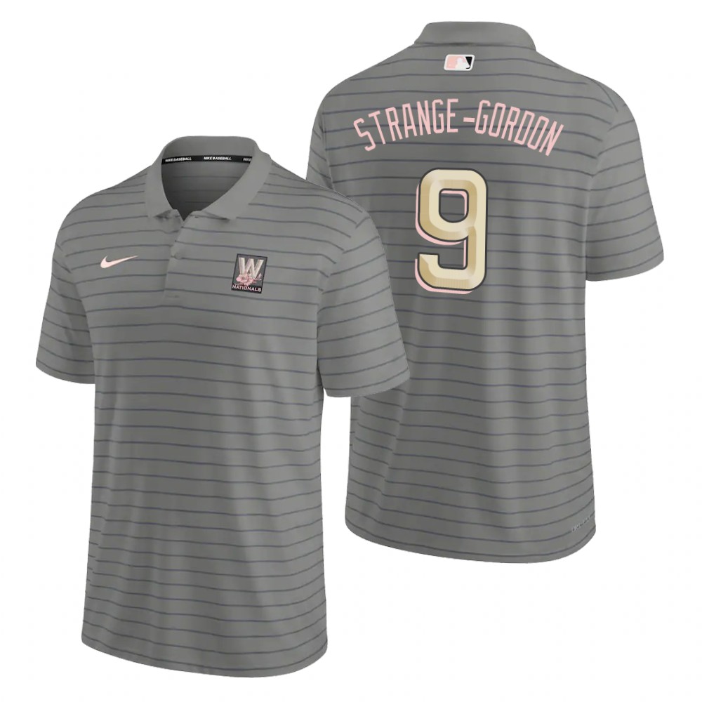 Washington Nationals #9 Dee Strange-Gordon Men's Nike 2022 City Connect Gray Franchise Polo