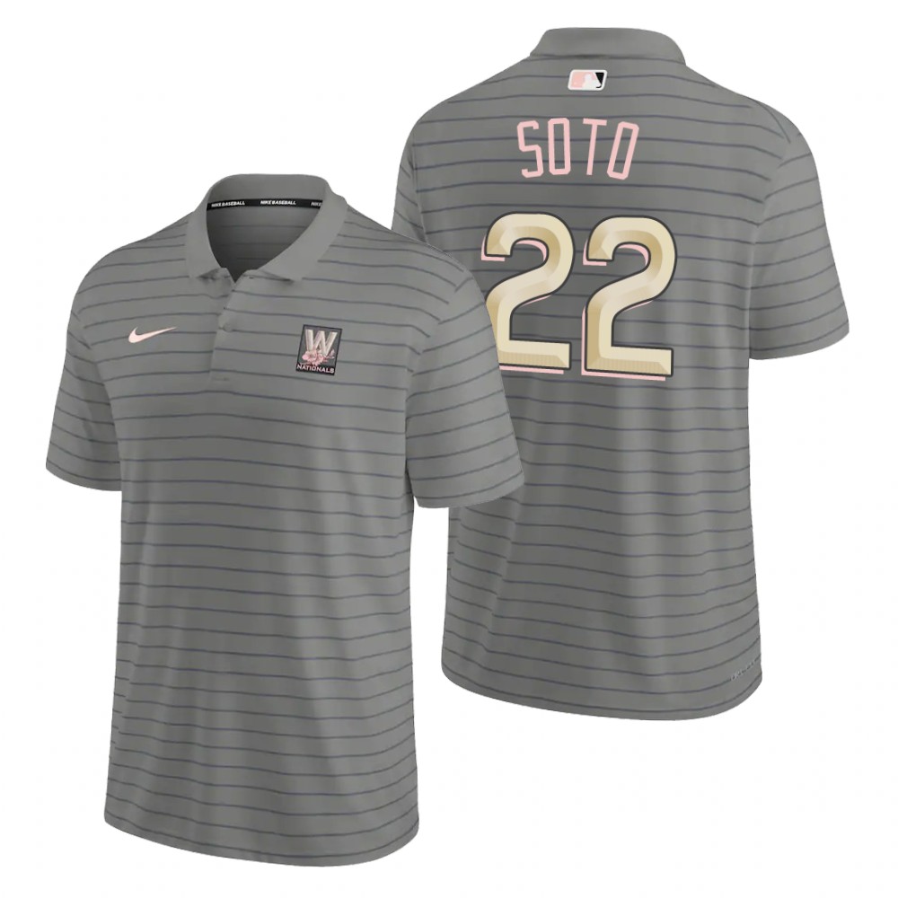 Washington Nationals #22 Juan Soto Men's Nike 2022 City Connect Gray Franchise Polo