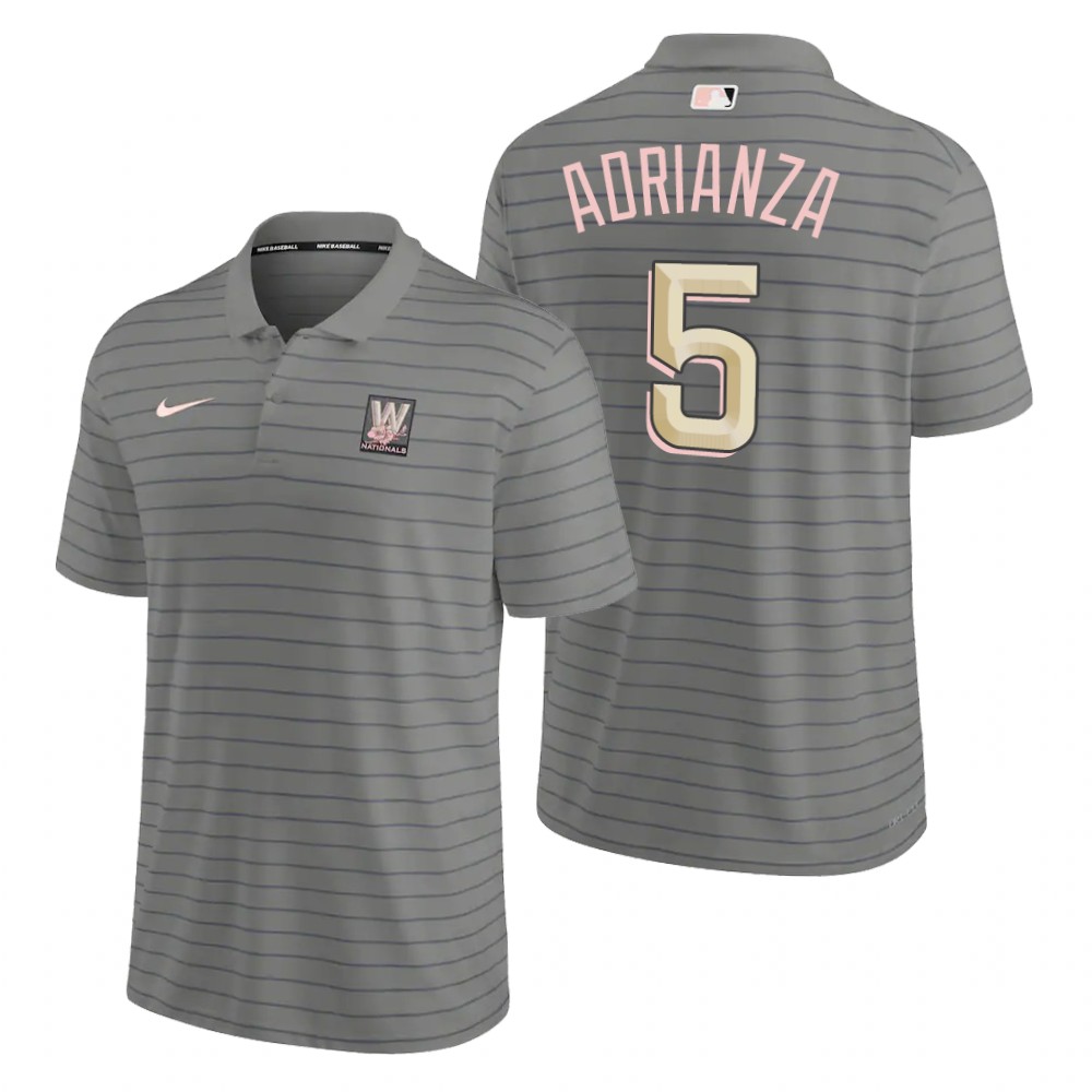 Washington Nationals #5 Ehire Adrianza Men's Nike 2022 City Connect Gray Franchise Polo